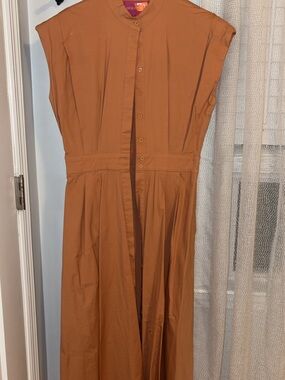 Heidi Merrick Button-Front Maxi Dress in Warm Rust